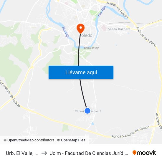 Urb. El Valle (Cobisa) to Uclm - Facultad De Ciencias Jurídicas Y Sociales map