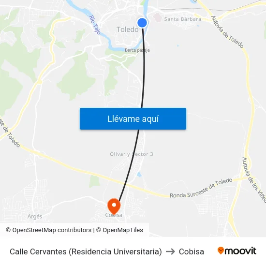 Calle Cervantes (Residencia Universitaria) to Cobisa map