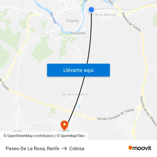 Paseo De La Rosa, Renfe to Cobisa map