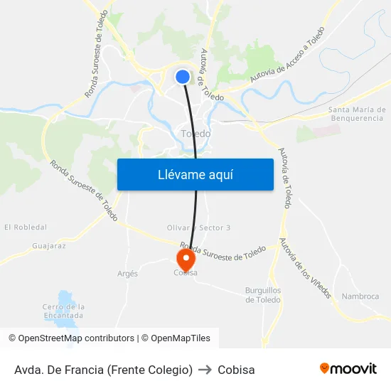 Avda. De Francia (Frente Colegio) to Cobisa map