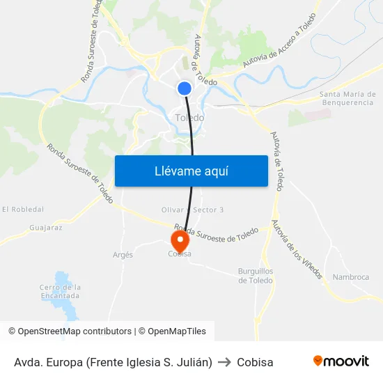 Avda. Europa (Frente Iglesia S. Julián) to Cobisa map