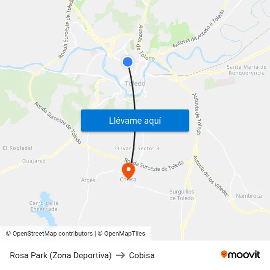 Rosa Park (Zona Deportiva) to Cobisa map