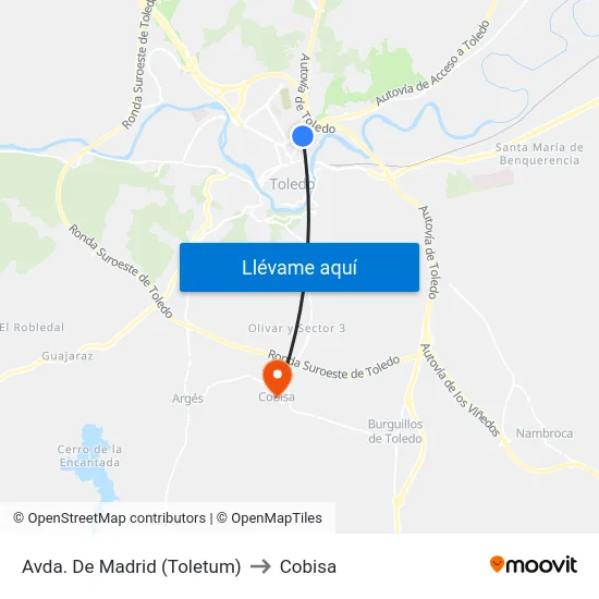 Avda. De Madrid (Toletum) to Cobisa map