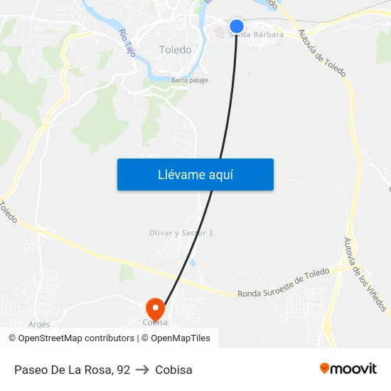 Paseo De La Rosa, 92 to Cobisa map
