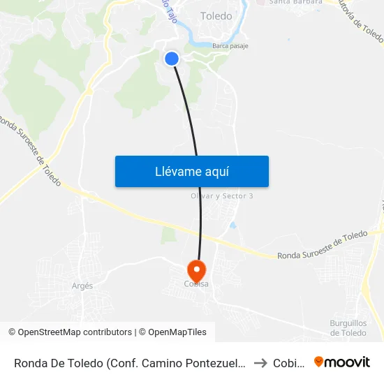 Ronda De Toledo (Conf. Camino Pontezuelas) to Cobisa map