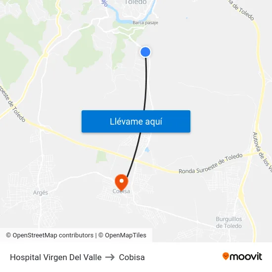 Hospital Virgen Del Valle to Cobisa map