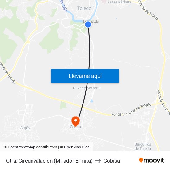 Ctra. Circunvalación (Mirador Ermita) to Cobisa map