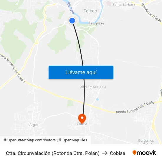 Ctra. Circunvalación (Rotonda Ctra. Polán) to Cobisa map
