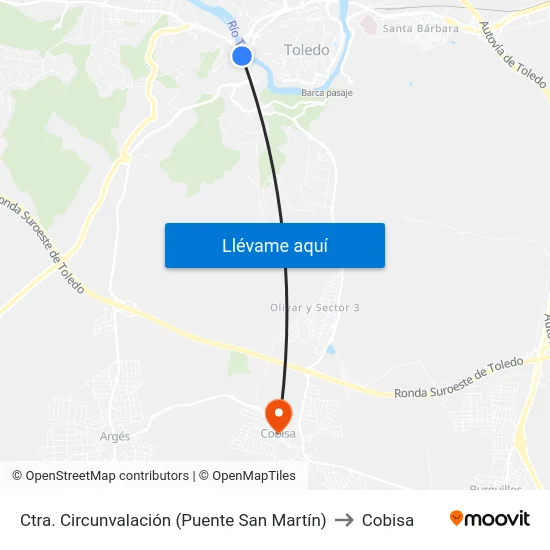 Ctra. Circunvalación (Puente San Martín) to Cobisa map