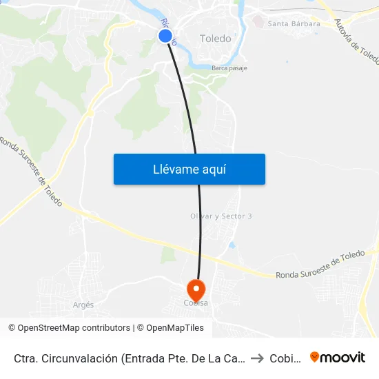 Ctra. Circunvalación (Entrada Pte. De La Cava) to Cobisa map