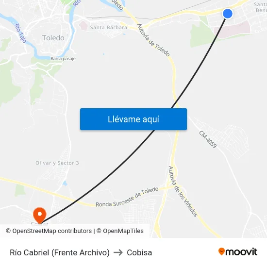 Río Cabriel (Frente Archivo) to Cobisa map
