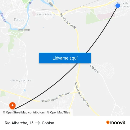 Río Alberche, 15 to Cobisa map