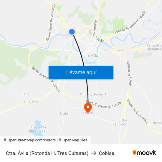 Ctra. Ávila (Rotonda H. Tres Culturas) to Cobisa map