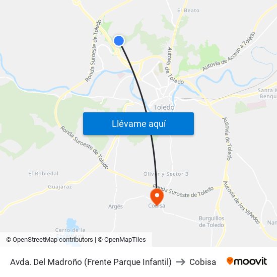 Avda. Del Madroño (Frente Parque Infantil) to Cobisa map