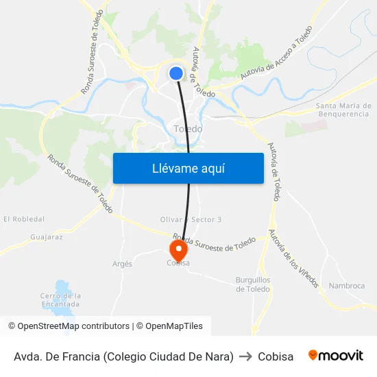 Avda. De Francia (Colegio Ciudad De Nara) to Cobisa map