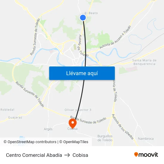 Centro Comercial Abadía to Cobisa map