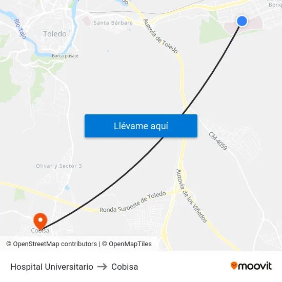 Hospital Universitario to Cobisa map