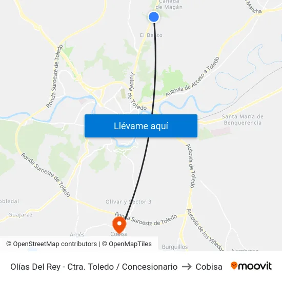 Olías Del Rey - Ctra. Toledo / Concesionario to Cobisa map