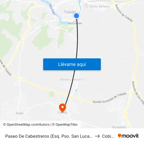 Paseo De Cabestreros (Esq. Pso. San Lucas) to Cobisa map