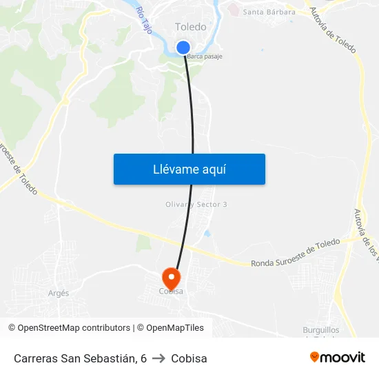 Carreras San Sebastián, 6 to Cobisa map