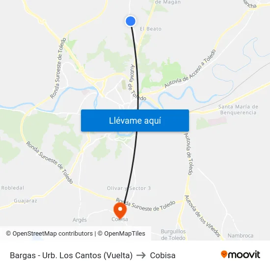 Bargas - Urb. Los Cantos (Vuelta) to Cobisa map