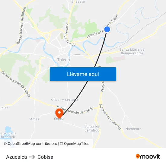 Azucaica to Cobisa map