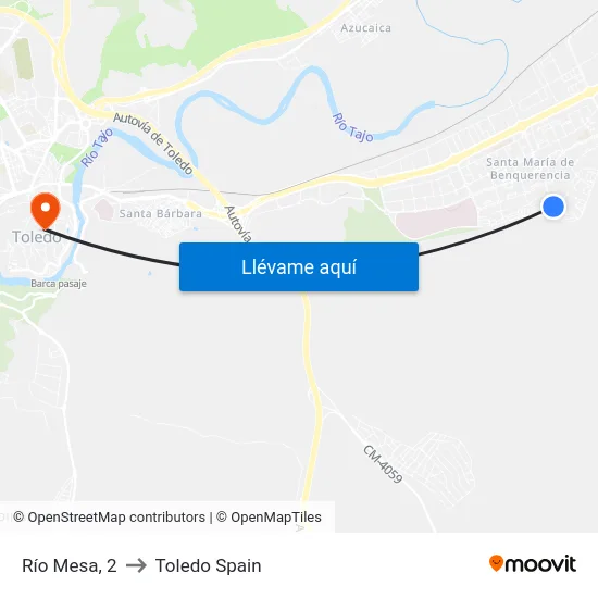 Río Mesa, 2 to Toledo Spain map