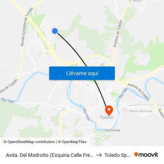 Avda. Del Madroño (Esquina Calle Fresno) to Toledo Spain map