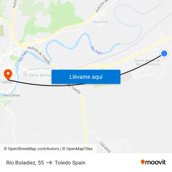 Río Boladiez, 55 to Toledo Spain map