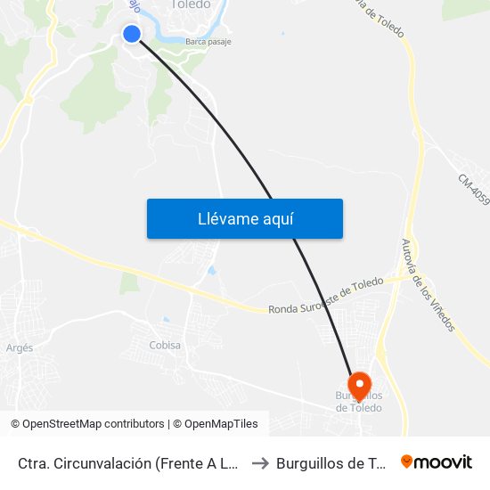 Ctra. Circunvalación (Frente A La Rama) to Burguillos de Toledo map