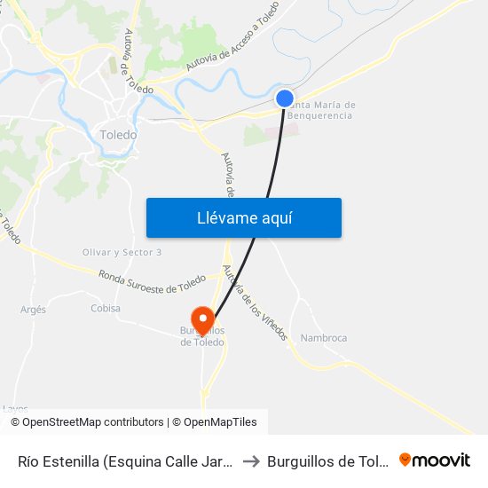 Río Estenilla (Esquina Calle Jarama) to Burguillos de Toledo map