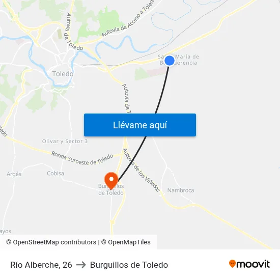 Río Alberche, 26 to Burguillos de Toledo map