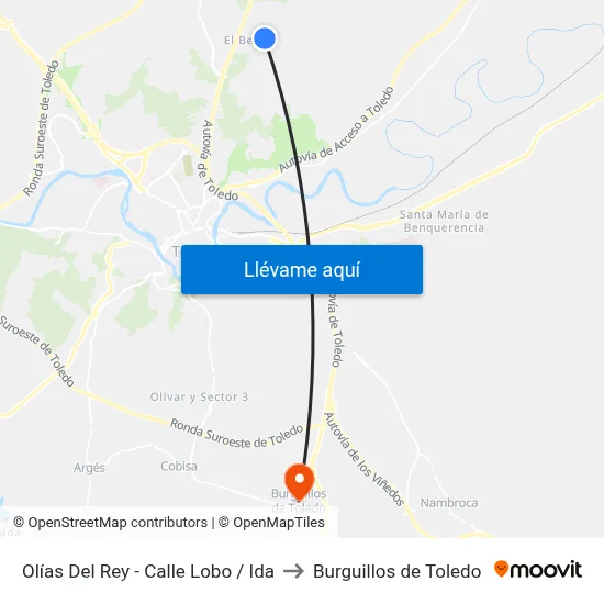 Olías Del Rey - Calle Lobo / Ida to Burguillos de Toledo map