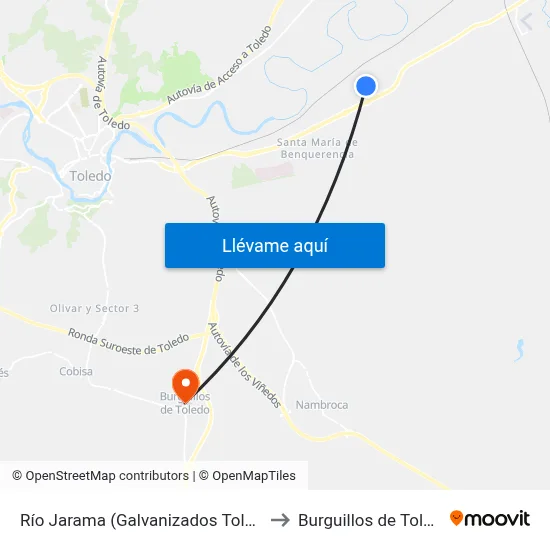 Río Jarama (Galvanizados Toledo) to Burguillos de Toledo map