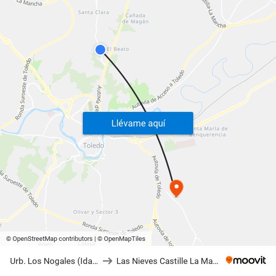 Urb. Los Nogales (Ida), Bargas to Las Nieves Castille La Mancha Spain map