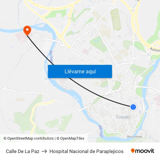 Calle De La Paz to Hospital Nacional de Paraplejicos map