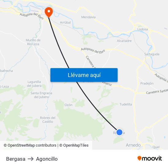 Bergasa to Agoncillo map