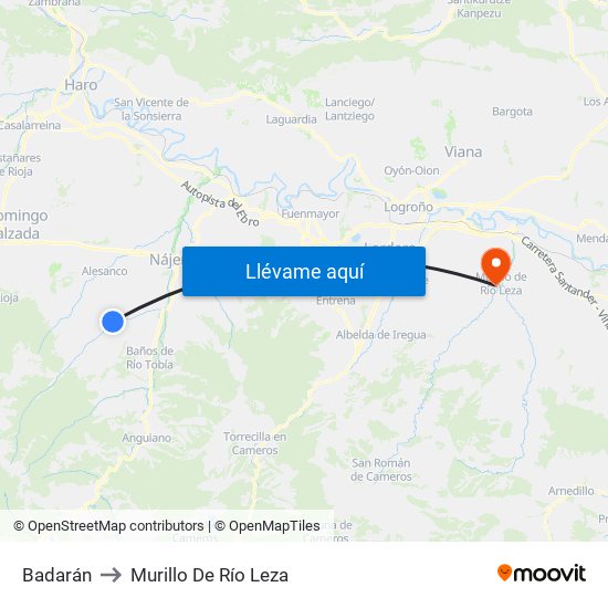 Badarán to Murillo De Río Leza map