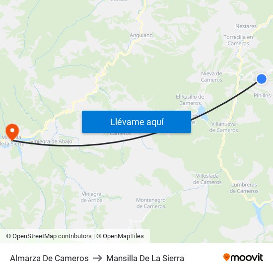 Almarza De Cameros to Mansilla De La Sierra map