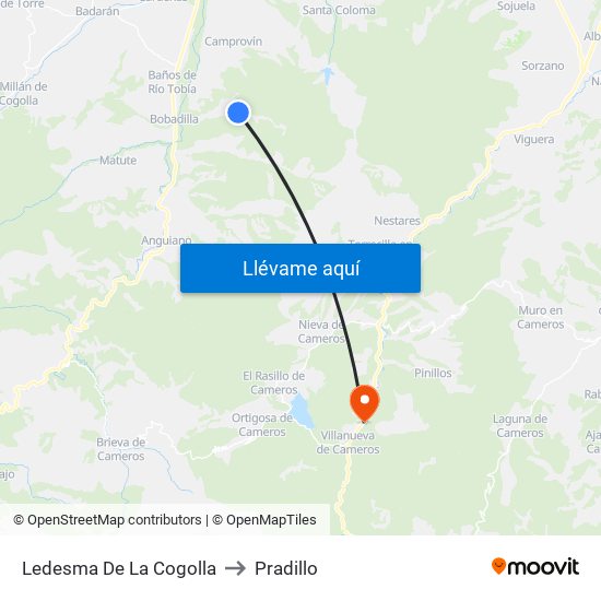 Ledesma De La Cogolla to Pradillo map