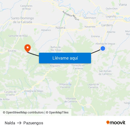 Nalda to Pazuengos map