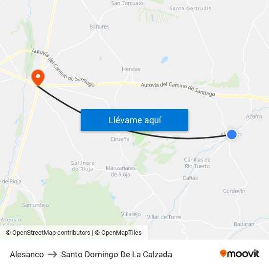 Alesanco to Santo Domingo De La Calzada map