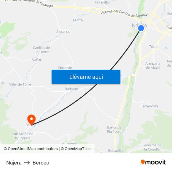 Nájera to Berceo map