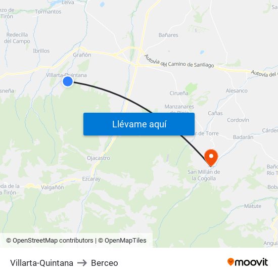 Villarta-Quintana to Berceo map