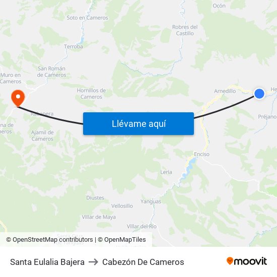Santa Eulalia Bajera to Cabezón De Cameros map