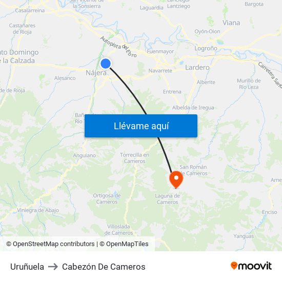 Uruñuela to Cabezón De Cameros map