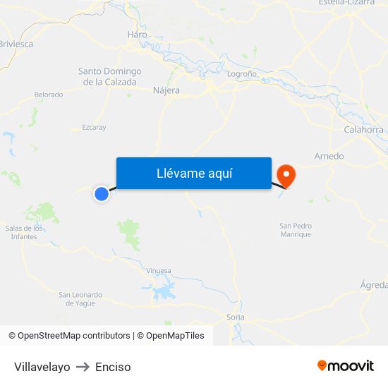 Villavelayo to Enciso map