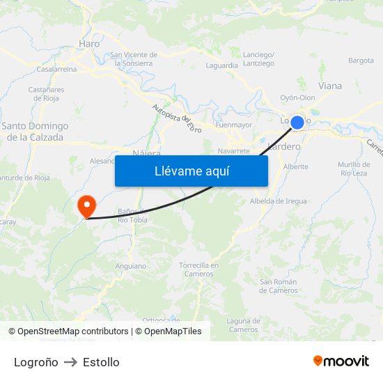 Logroño to Estollo map