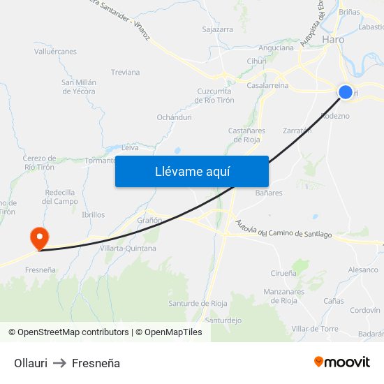 Ollauri to Fresneña map