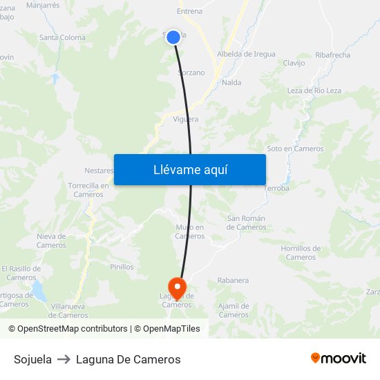 Sojuela to Laguna De Cameros map